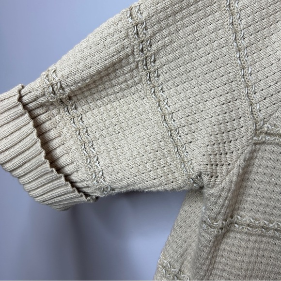 Woolrich Waffle Knit Short Sleeve One Button Hooded Top Medium Beige - Picture 9 of 14